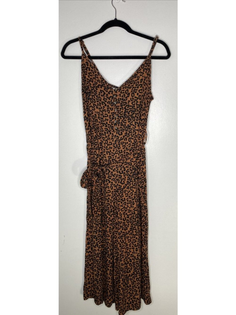 American Eagle Size XS 2000s Leopard Animal Print Boho Cropped Jumpsuit Y2K Fall
